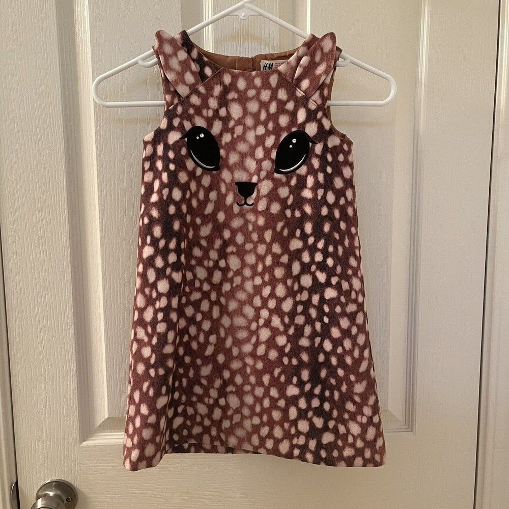 H&M Spotted Deer Fawn Dress Girls Size 5-6 years